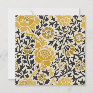 Carte De Remerciements Motif floral jaune et noir de style vintage