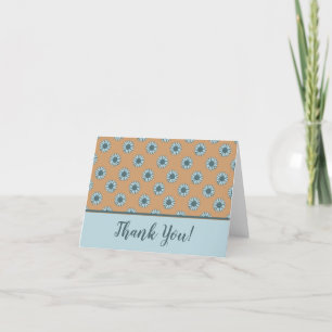 Carte De Remerciements Motif Floral Orange Blue Sunflower Dots