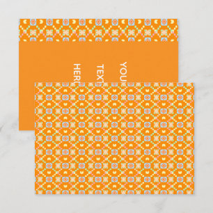 Carte De Remerciements Motif géométrique pixel en pastel sur orange vibra