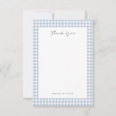 Carte De Remerciements Motif Gingham Bleu (Devant)