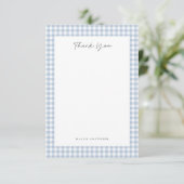 Carte De Remerciements Motif Gingham Bleu (Debout devant)