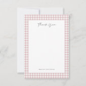 Carte De Remerciements Motif Gingham Rose  (Devant)