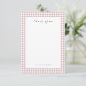 Carte De Remerciements Motif Gingham Rose  (Debout devant)