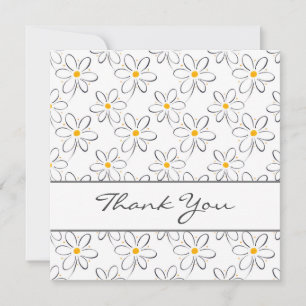 Carte De Remerciements Motif Marguerite Blanche