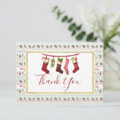 Carte De Remerciements Motif moche de Noël avec les bas (Debout devant)