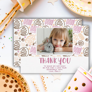 Carte De Remerciements Motif rose mignon Anniversaire Enfants Photo