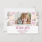 Carte De Remerciements Motif rose mignon Anniversaire Enfants Photo (Devant)