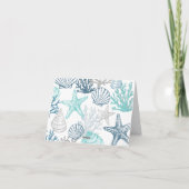Carte De Remerciements Motif Seashell Starfish Bleu Et Turquoise (Dos)