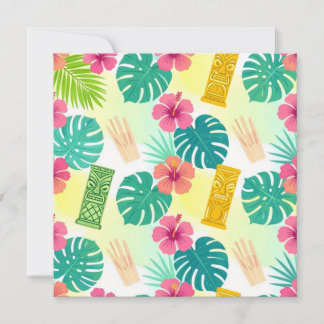 Carte De Remerciements Motif Tiki Hawaïen Tropical pour Mariage Fête