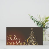 Carte De Remerciements Motivo navideño rojo con dorado árbol de navidad. (Debout devant)