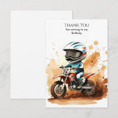 Carte De Remerciements Moto Dirt Wheels Fantaisiste Anniversaire (Devant / Derrière)
