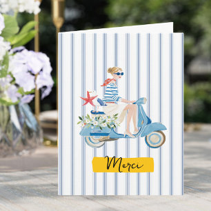 Carte De Remerciements Motorscooter de bord de mer