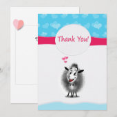 Carte De Remerciements Mouton Mignon Art en Papier Moderne (Devant / Derrière)