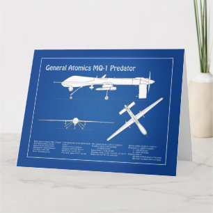 Carte De Remerciements MQ-1 Predator UAV- Plan d'avion ABD