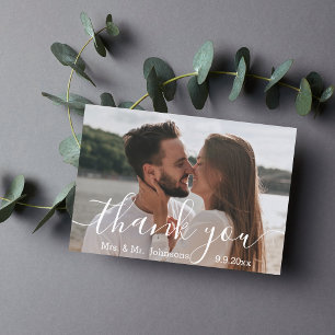 Carte De Remerciements mrs & mr calligraphie photo jour de mariage