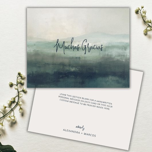 Carte De Remerciements Muchas Gracias Moderne Sage Vert Mariage espagnol
