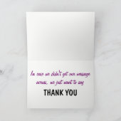 Carte De Remerciements Multilingual Purple Orange Typographie Collage (Intérieur)