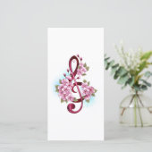 Carte De Remerciements Musical treble clef notes with sakura flowers (Debout devant)