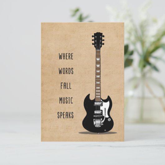 Carte De Remerciements Musique Art Où Les Mots Chute Musique Parle (Debout devant)