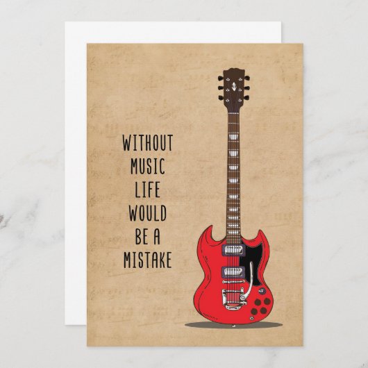 Carte De Remerciements Musique Art Sans Musique La Vie Serait Une Erreur (Devant / Derrière)