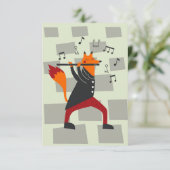 Carte De Remerciements Musique Art Un Renard Et Une Flûte (Debout devant)