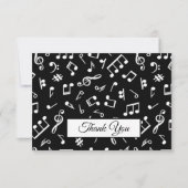 Carte De Remerciements Musique noire et blanche Note Motif Thème Musicien (Devant)