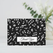 Carte De Remerciements Musique noire et blanche Note Motif Thème Musicien (Debout devant)