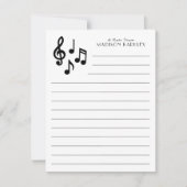 Carte De Remerciements Musique Note Professeur de musicien (Devant)