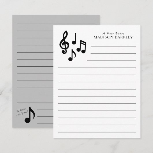 Carte De Remerciements Musique Note Professeur de musicien (Devant / Derrière)