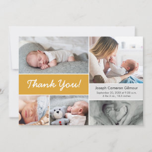 Carte De Remerciements Mustard Baby Photo collage baby shower Statistique