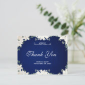 Carte De Remerciements Musulman chic bleu mariage (Debout devant)