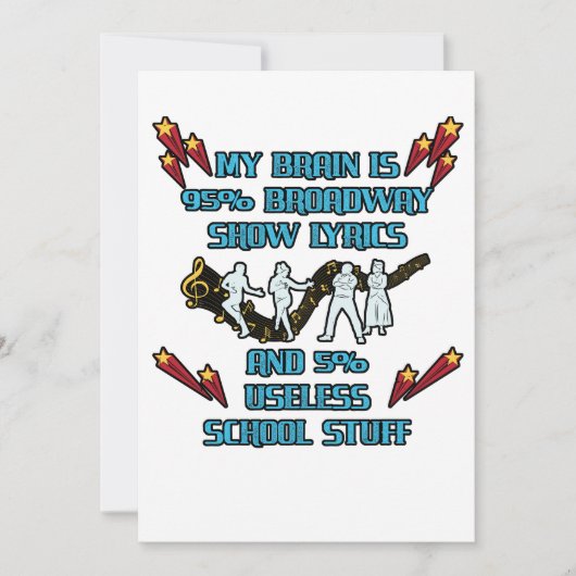 Carte De Remerciements My Brain Is 95% Broadway Show Lyrics Actrice (Devant)
