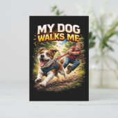 Carte De Remerciements My Dog Walks Me (Debout devant)