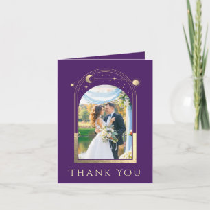 Carte De Remerciements Mystic Purple Gold Sun Moon Stars Mariage photo