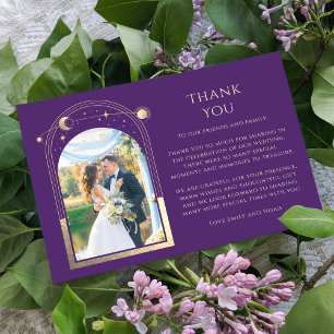 Carte De Remerciements Mystic Purple Gold Sun Moon Stars Mariage photo