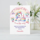 Carte De Remerciements Mystical Pastel Unicorn Fille 1er anniversaire (Debout devant)
