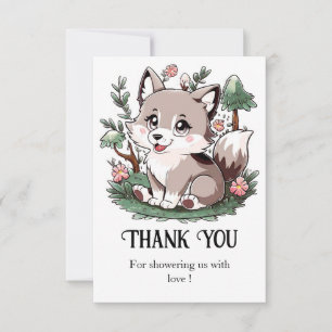 Carte De Remerciements Mystical Pretty Wolf Baby shower