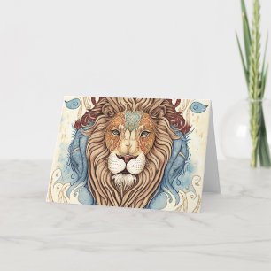 Carte de remerciements mystique du lion aquarelle