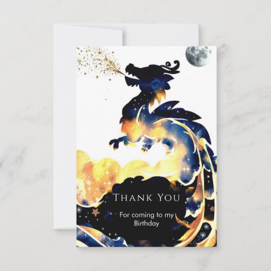 Carte De Remerciements Mythique Dragon Fun Anniversaire (Devant)