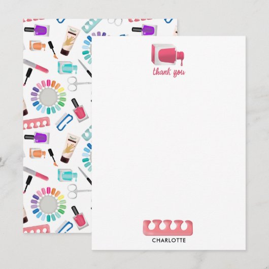 Carte De Remerciements Nails Manicure Pedicure Beauty Salon  (Devant / Derrière)