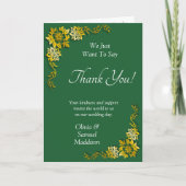 Carte De Remerciements Names & Message on Emerald Green & Gold (Devant)