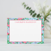 Carte De Remerciements Nantucket Preppy Palm Beach Motif Monogrammé (Debout devant)