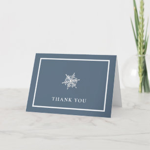 Carte De Remerciements Nany Blue Modern Snowflake Frame Baby shower