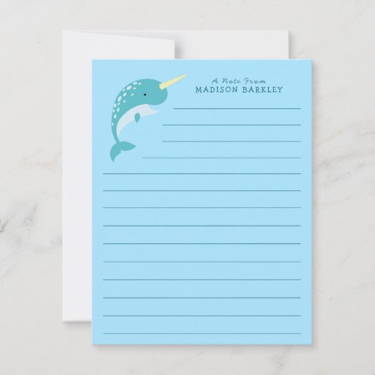 Carte De Remerciements Narwhal Cute Kid's (Devant)