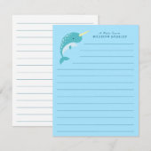 Carte De Remerciements Narwhal Cute Kid's (Devant / Derrière)