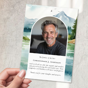 Carte De Remerciements Nature Trees Lake Photo Sympathy Funeral Memorial