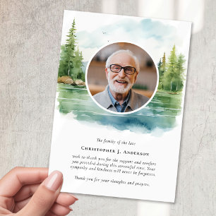 Carte De Remerciements Nature Trees Lake Photo Sympathy Funeral Memorial