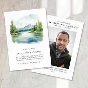 Carte De Remerciements Nature Trees Lake Photo Sympathy Funeral Memorial