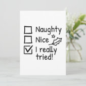 Carte De Remerciements Naughty Nice J'Ai Vraiment Essayé (Debout devant)