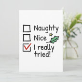 Carte De Remerciements Naughty Nice J'Ai Vraiment Essayé (Debout devant)